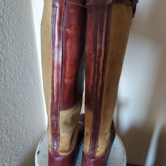 Ladies' vintage riding boots, canvas/leather - Picture 3 of 3